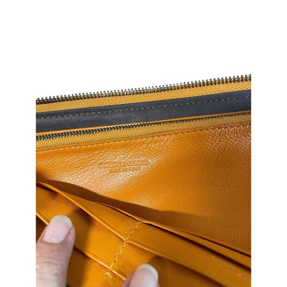 2010 BOTTEGA VENETA WOVEN LEATHER ZIP AROUND WALLET ORANGE - Picture 11 of 14